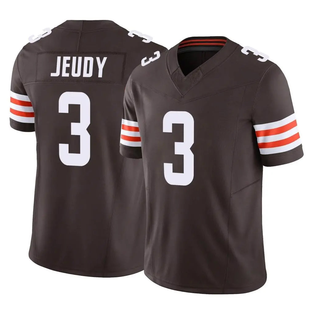 TleadC.Browns #3 Jerry Jeudy Player Brown Vapor F.U.S.E. Limited Stitched Jerseys