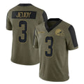 Tlead C.Browns #3 Jerry Jeudy Player Olive Salute to Service Limited Home Game Stitched Jerseys