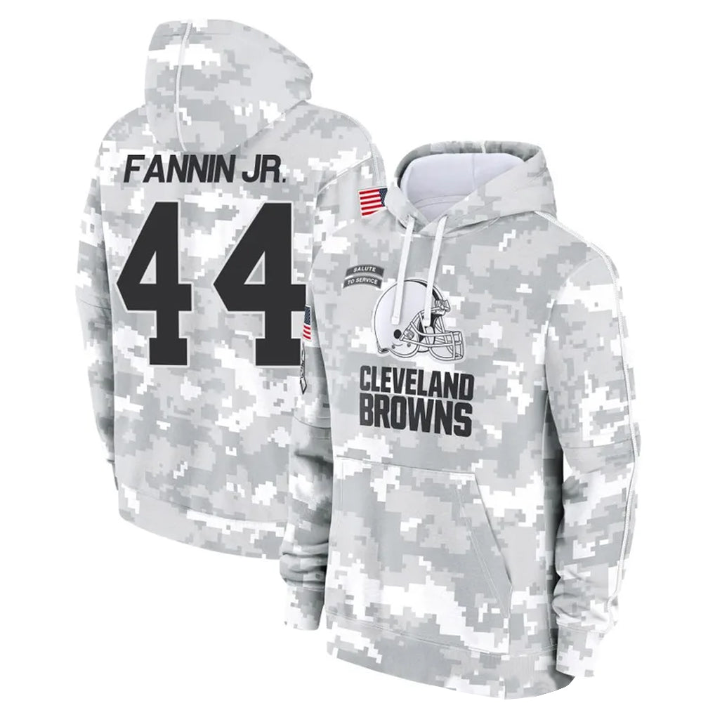 Tlead C.Browns #44 Harold Fannin Jr. Player Arctic Camo Salute to Service Hoodies Limited Game Stitched Jerseys