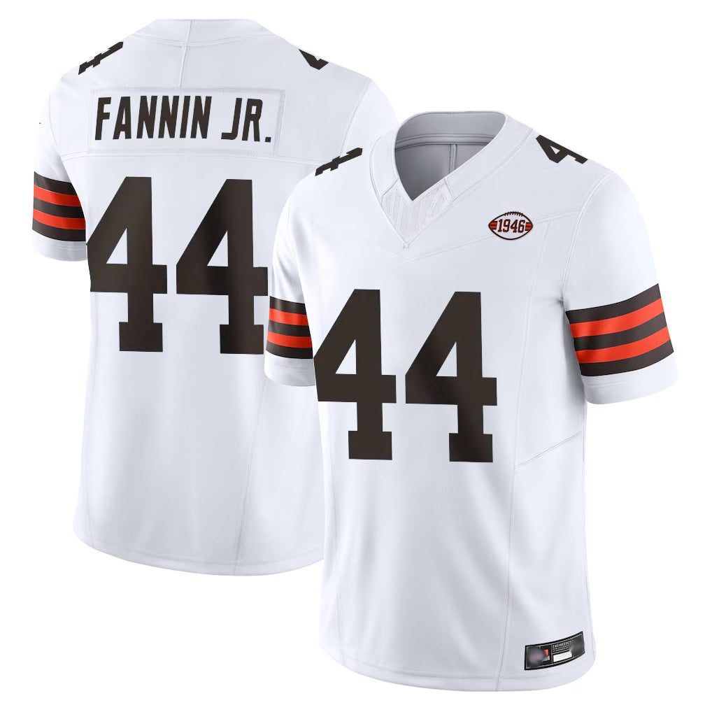 Tlead C.Browns #44 Harold Fannin Jr. Player White Vapor F.U.S.E. Limited Home Game Stitched Jerseys