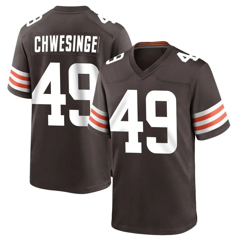 Tlead C.Browns #49 Carson Schwesinger Player Brown Home Game Stitched Jerseys