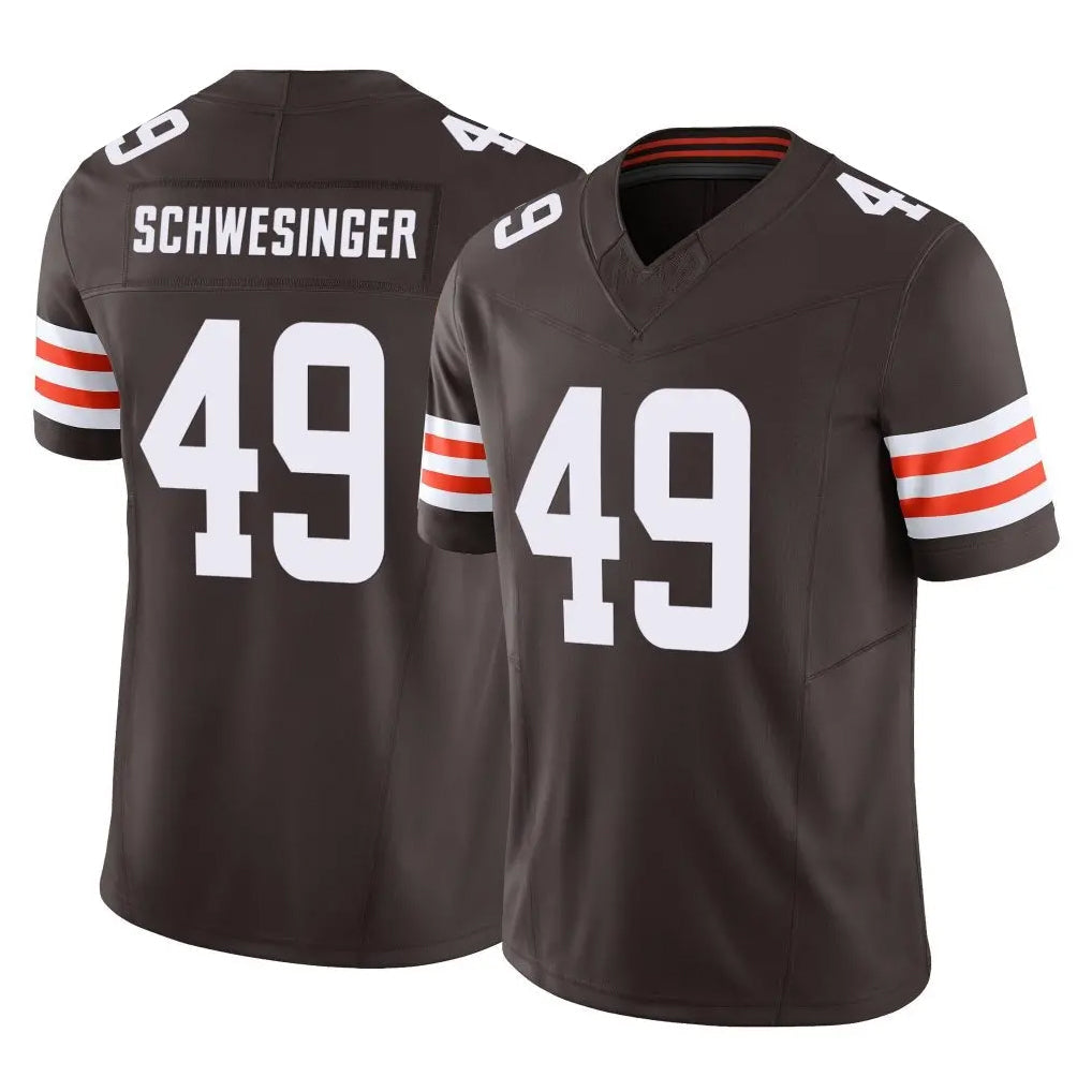 Tlead C.Browns #49 Carson Schwesinger Player Brown Vapor F.U.S.E. Limited Home Game Stitched Jerseys