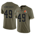 Tlead C.Browns #49 Carson Schwesinger Player Olive Salute to Service Limited Game Stitched Jerseys