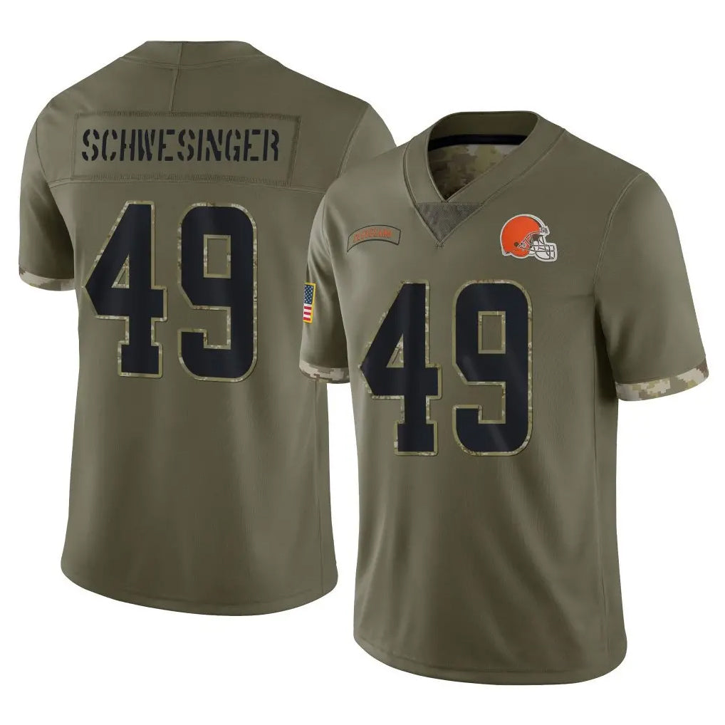 Tlead C.Browns #49 Carson Schwesinger Player Olive Salute to Service Limited Game Stitched Jerseys