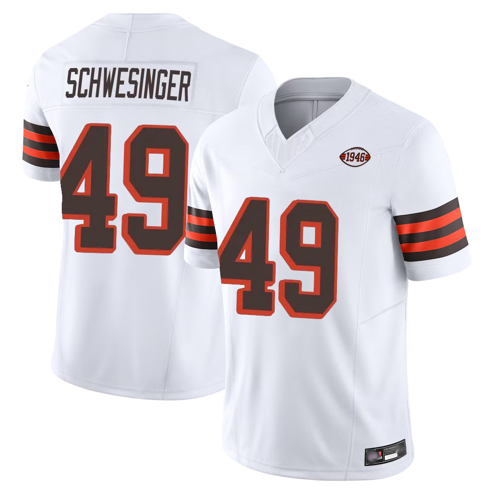 Tlead C.Browns #49 Carson Schwesinger Player White Limited Vapor F.U.S.E. Alternate Game Stitched Jerseys