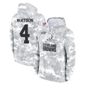 Tlead C.Browns #4 Deshaun Watson Player Arctic Camo Salute to Service Hoodies Limited Game Stitched Jerseys