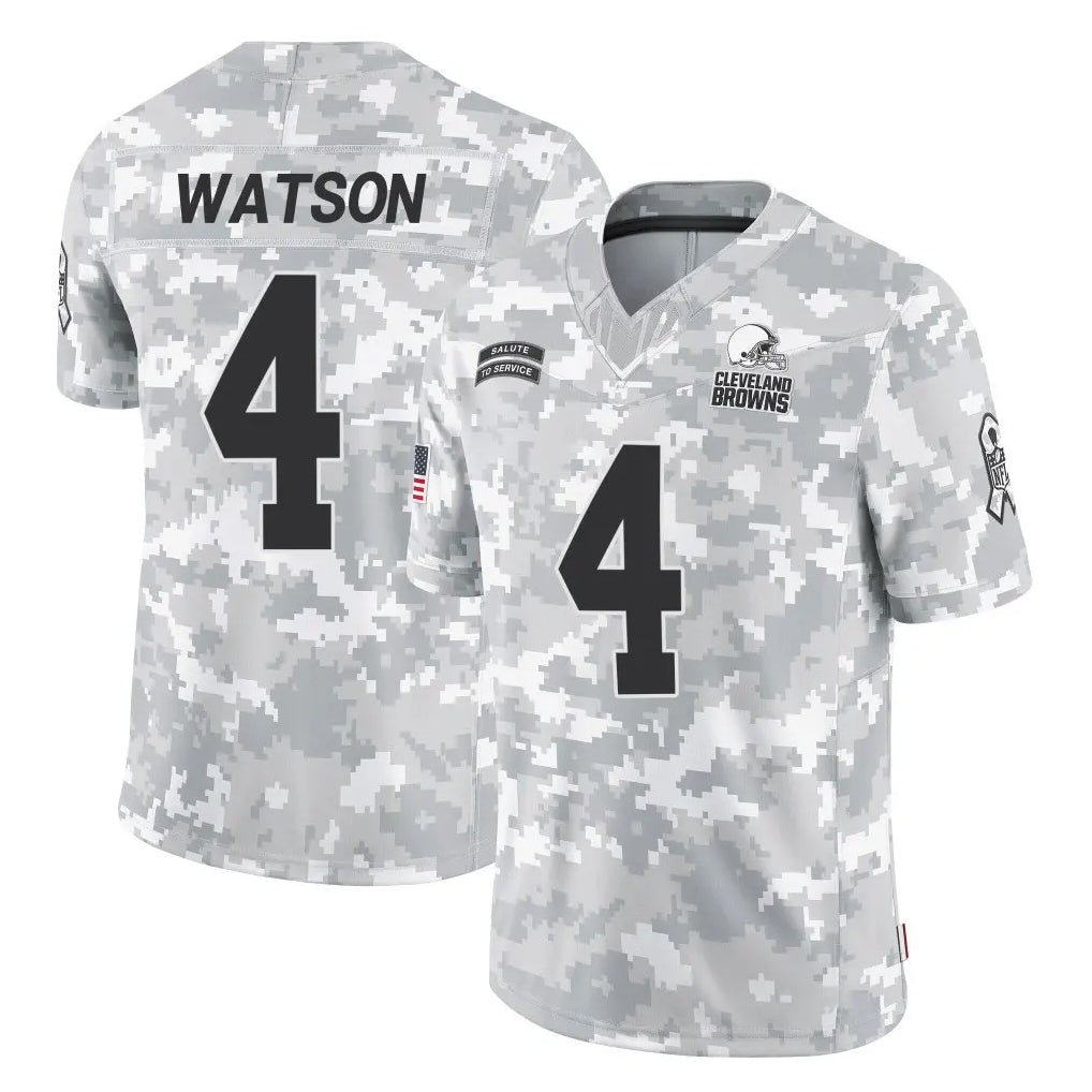Tlead C.Browns #4 Deshaun Watson Player Arctic Camo Salute to Service Limited Home Game Stitched Jerseys