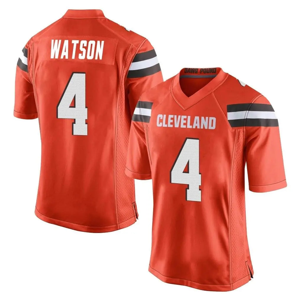 Tlead C.Browns #4 Deshaun Watson Player Orange Home Game Stitched Jerseys