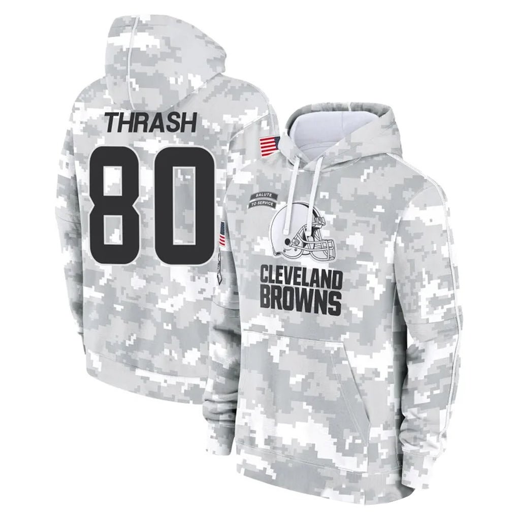 Tlead C.Browns #80 Jamari Thrash Player Arctic Camo Salute to Service Hoodies Limited Game Stitched Jerseys