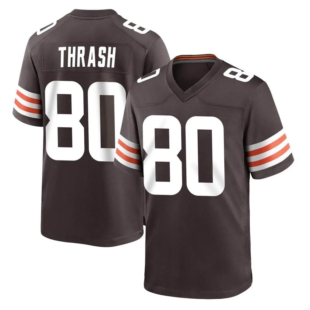 Tlead C.Browns #80 Jamari Thrash Player Brown Home Game Stitched Jerseys