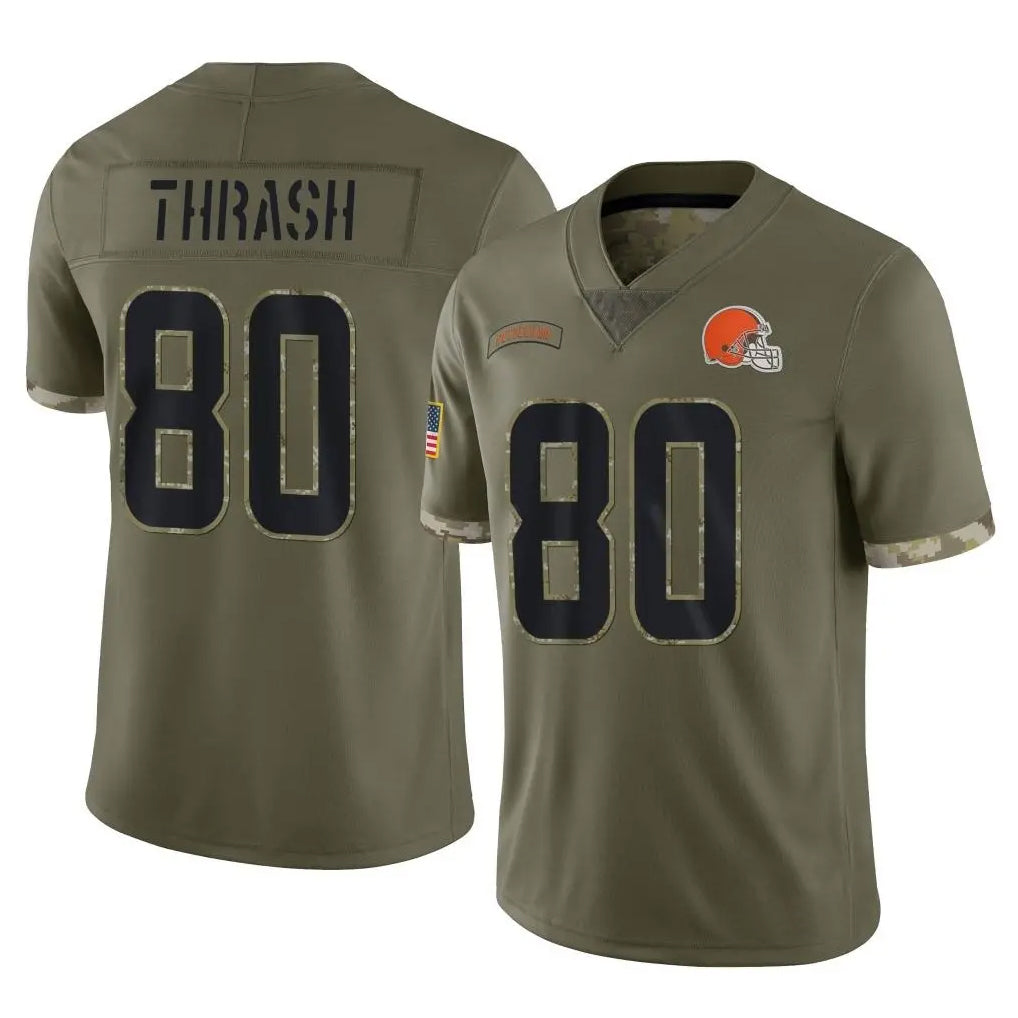 Tlead C.Browns #80 Jamari Thrash Player Olive Salute to Service Limited Game Stitched Jerseys