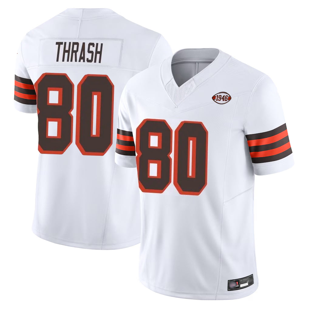 Tlead C.Browns #80 Jamari Thrash Player White Limited Vapor F.U.S.E. Alternate Game Stitched Jerseys