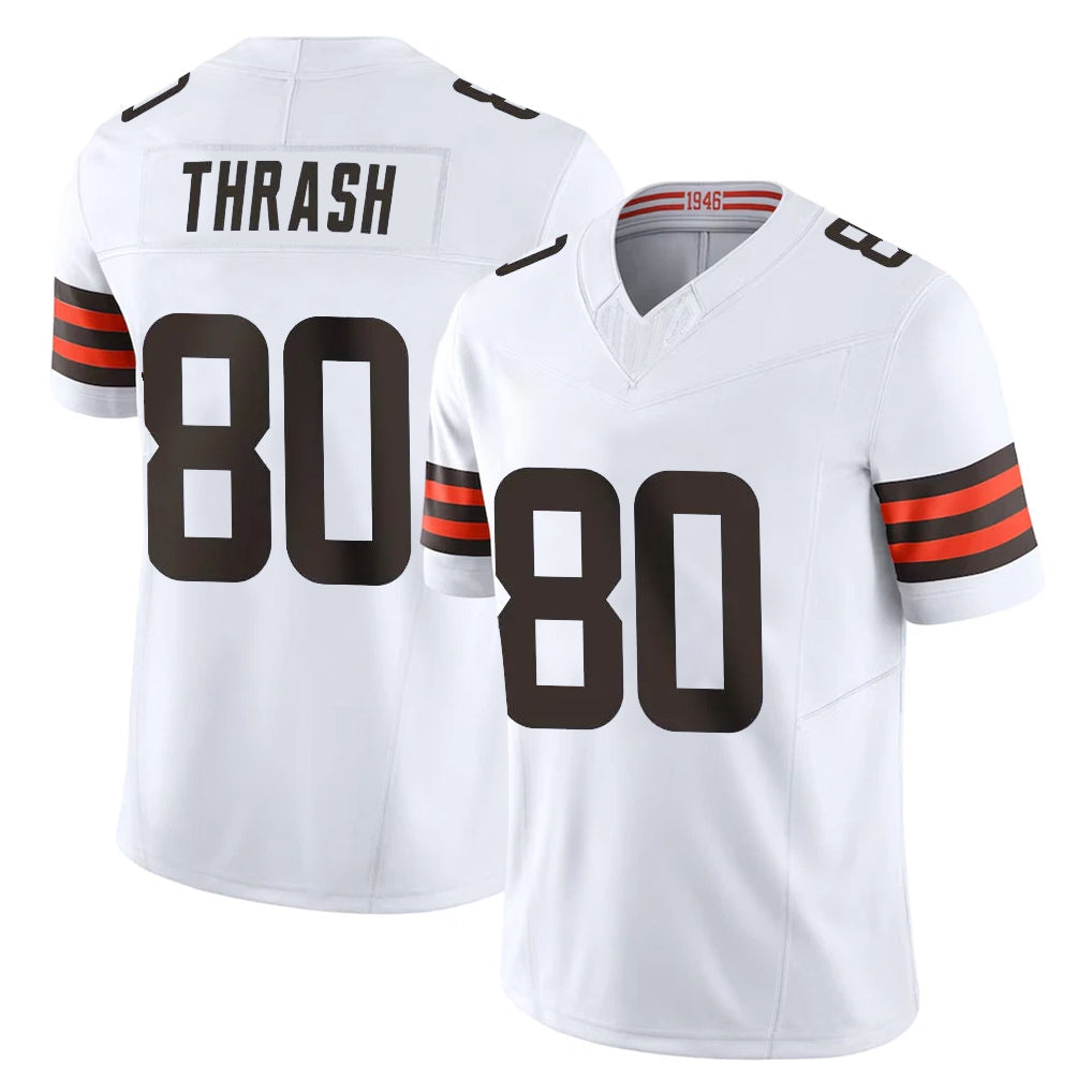 Tlead C.Browns #80 Jamari Thrash Player White Vapor F.U.S.E. Limited Home Game Stitched Jerseys