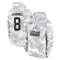 Tlead C.Browns #8 Dillon Gabriel Player Arctic Camo Salute to Service Hoodies Limited Game Stitched Jerseys