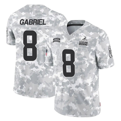 Tlead C.Browns #8 Dillon Gabriel Player Arctic Camo Salute to Service Limited Home Game Stitched Jerseys