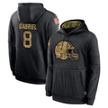 Tlead C.Browns #8 Dillon Gabriel Player Black Salute to Service Pullover Hoodies Limited Stitched Jerseys