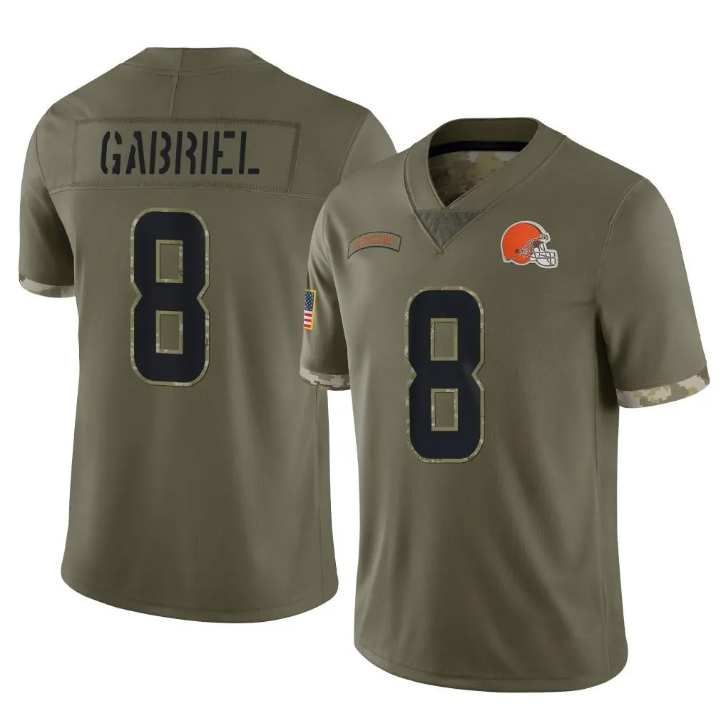 Tlead C.Browns #8 Dillon Gabriel Player Olive Salute to Service Limited Game Stitched Jerseys