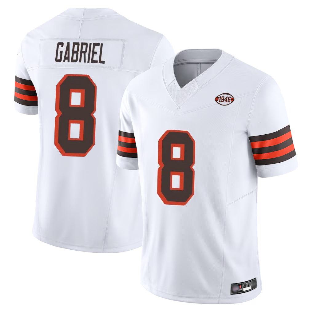 Tlead C.Browns #8 Dillon Gabriel Player White Limited Vapor F.U.S.E. Alternate Game Stitched Jerseys