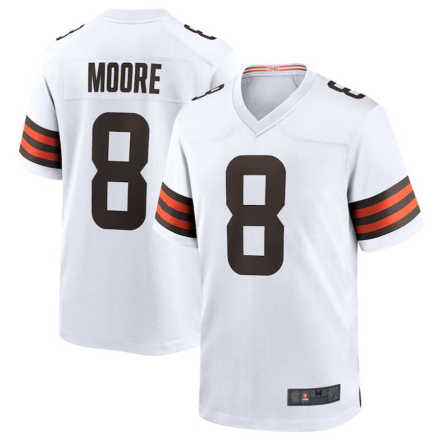 Tlead C.Browns #8 Elijah Moore White Game Retired Player Jersey American Stitched  Jerseys