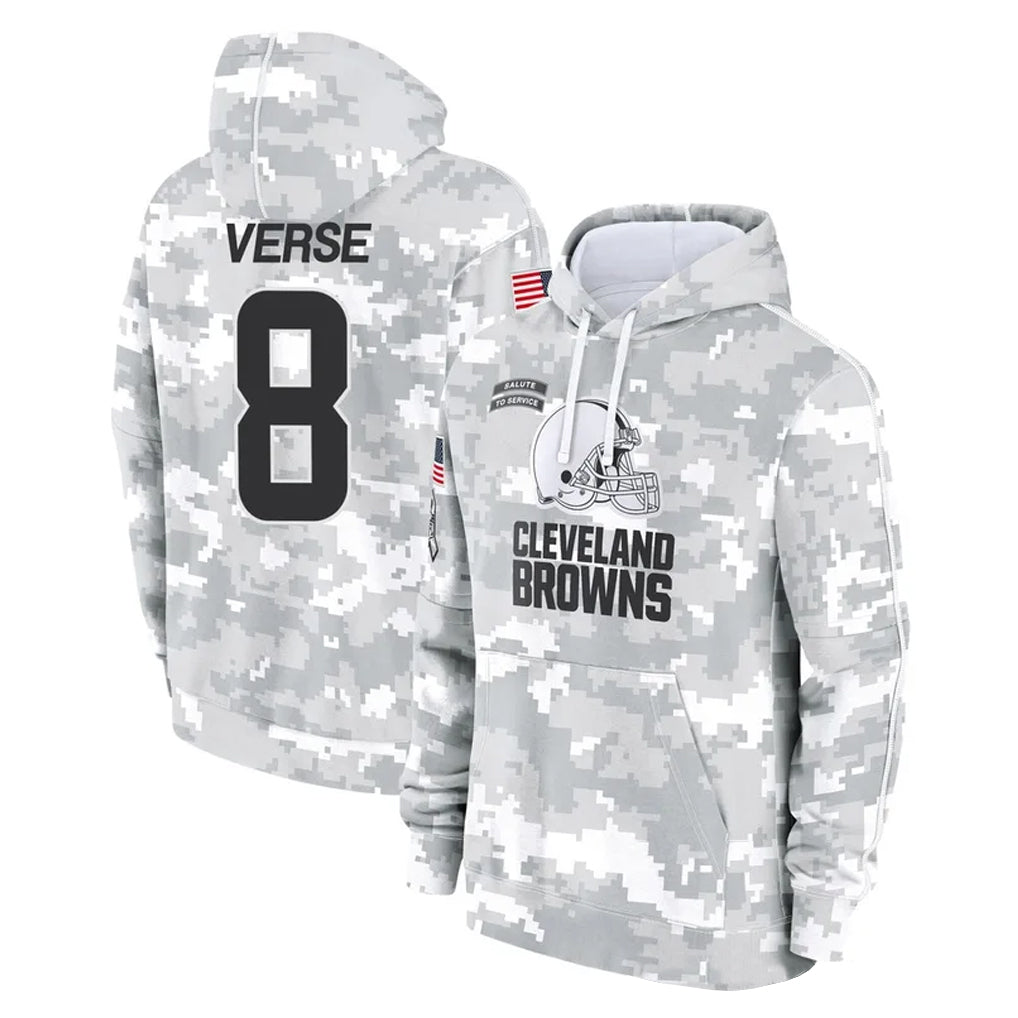 Tlead C.Browns #8 Jared Verse Player Arctic Camo Salute to Service Hoodies Limited Game Stitched Jerseys