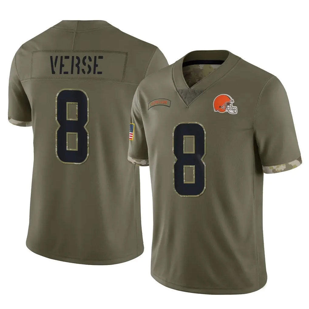 Tlead C.Browns #8 Jared Verse Player Olive Salute to Service Limited Game Stitched Jerseys