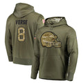 Tlead C.Browns #8 Jared Verse Player Olive Salute to Service Pullover Hoodies Home Game Stitched Jerseys