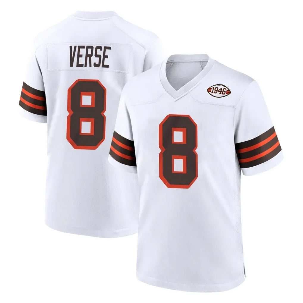 Tlead C.Browns #8 Jared Verse Player White Alternate Home Game Stitched Jerseys