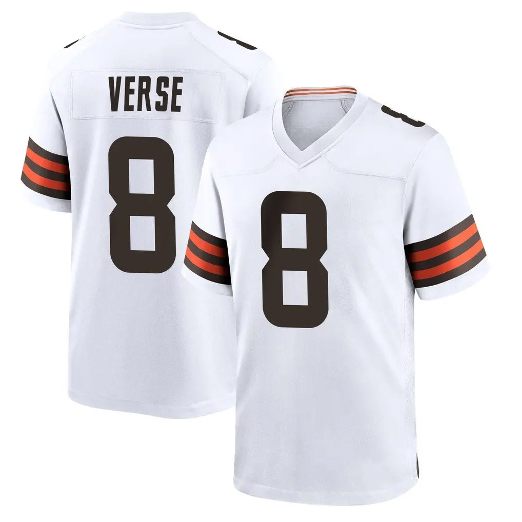 Tlead C.Browns #8 Jared Verse Player White Home Game Stitched Jerseys