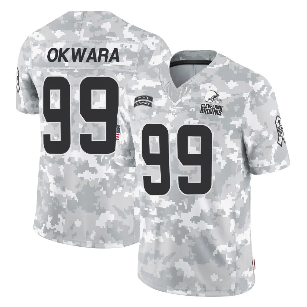 Tlead C.Browns #99 Julian Okwara Player Arctic Camo Salute to Service Limited Home Game Stitched Jerseys