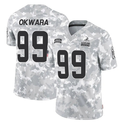 Tlead C.Browns #99 Julian Okwara Player Arctic Camo Salute to Service Limited Home Game Stitched Jerseys