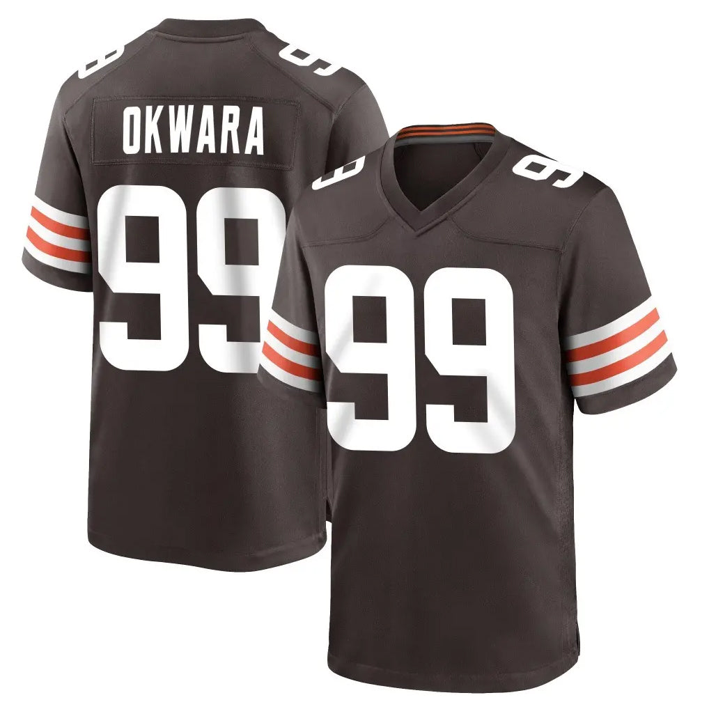 Tlead C.Browns #99 Julian Okwara Player Brown Home Game Stitched Jerseys