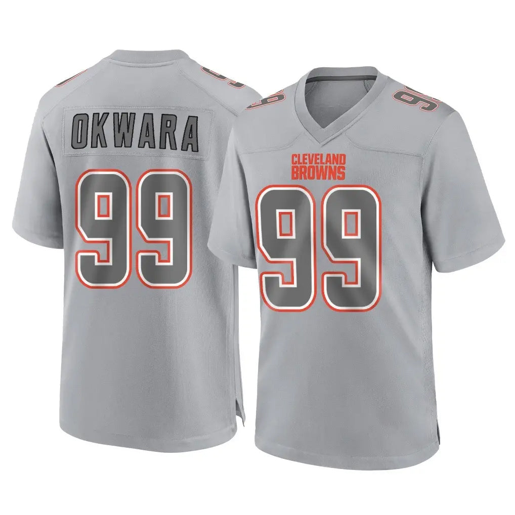 Tlead C.Browns #99 Julian Okwara Player Gray Atmosphere Fashion Game Stitched Jerseys