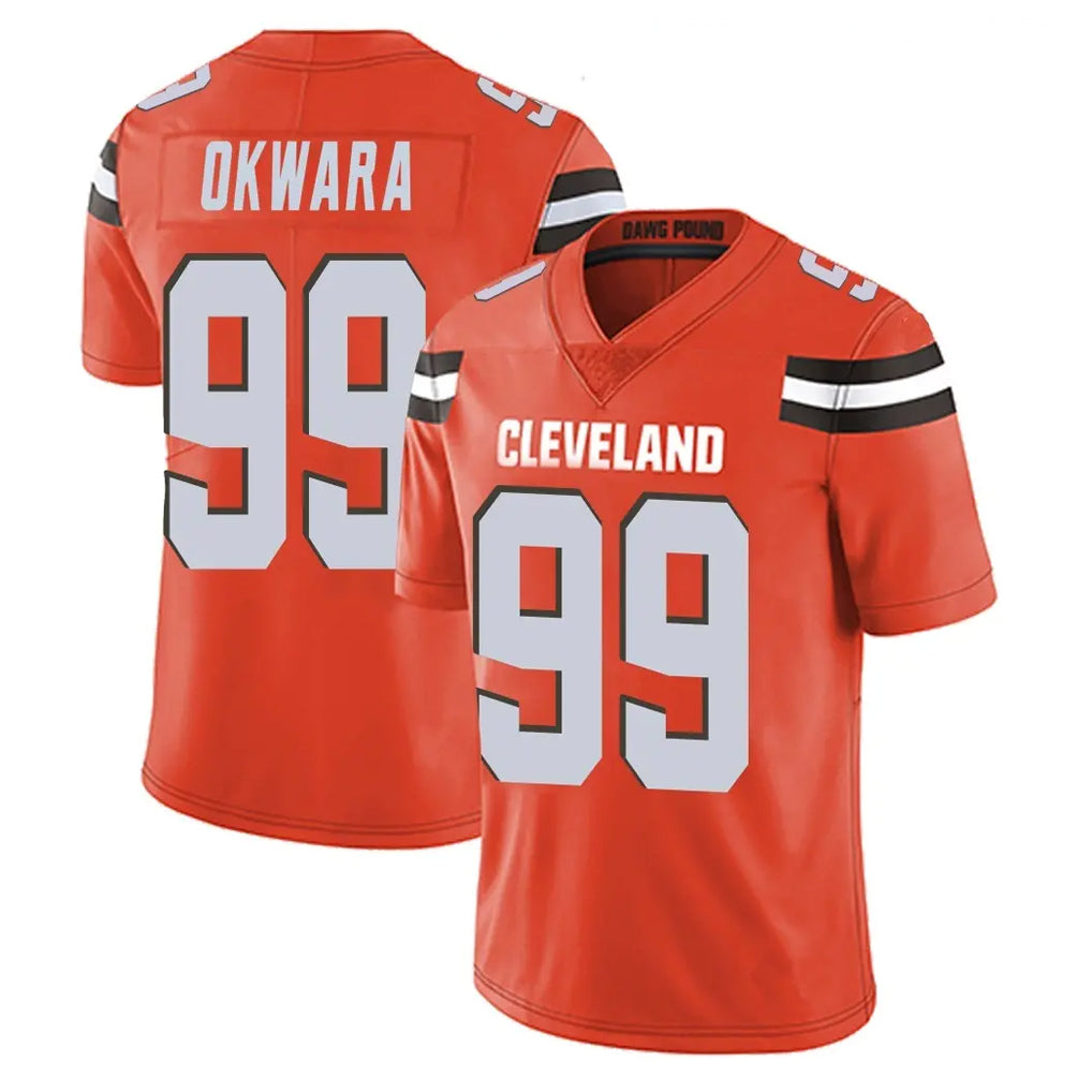 Tlead C.Browns #99 Julian Okwara Player Orange Alternate Vapor Untouchable Limited Home Game Stitched Jerseys