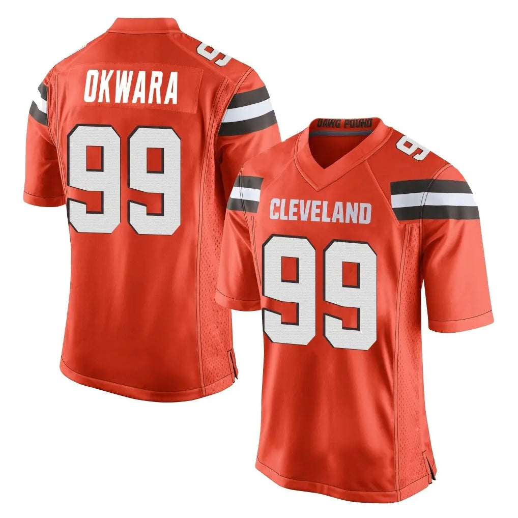 Tlead C.Browns #99 Julian Okwara Player Orange Vapor Limited Home Game Stitched Jerseys
