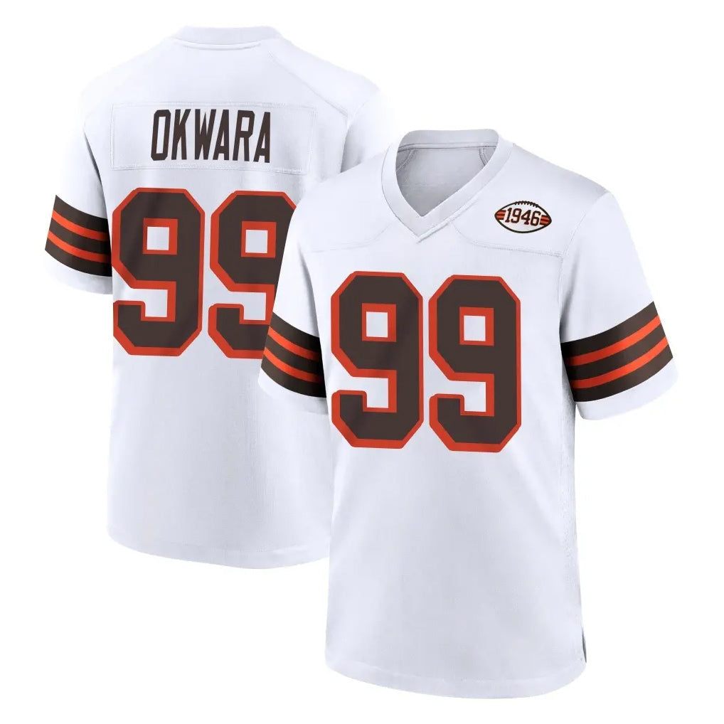 Tlead C.Browns #99 Julian Okwara Player White Alternate Home Game Stitched Jerseys