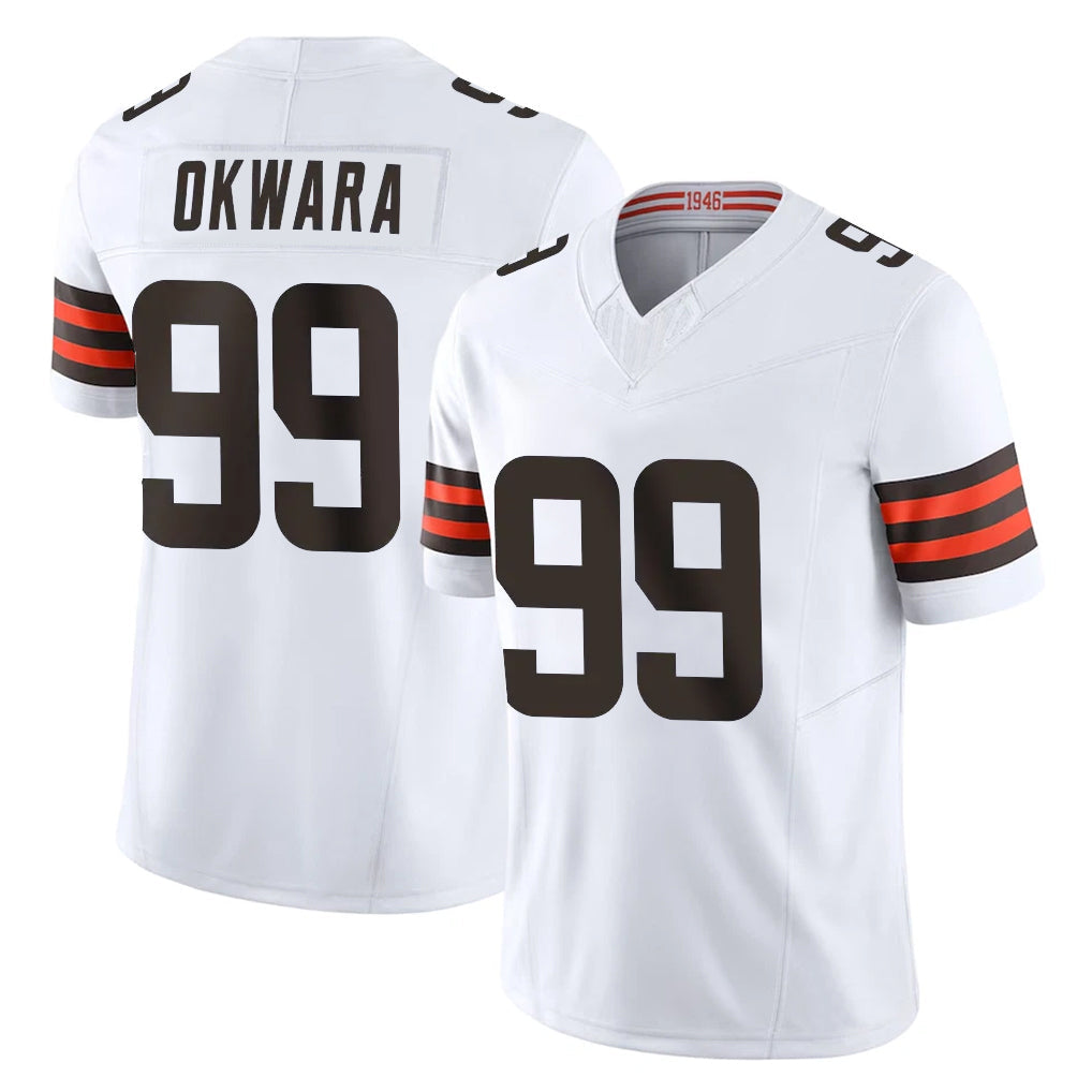 Tlead C.Browns #99 Julian Okwara Player White Vapor F.U.S.E. Limited Home Game Stitched Jerseys