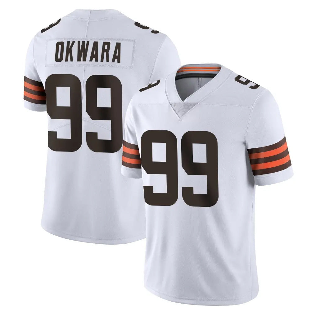 Tlead C.Browns #99 Julian Okwara Player White Vapor Untouchable Limited Home Game Stitched Jerseys