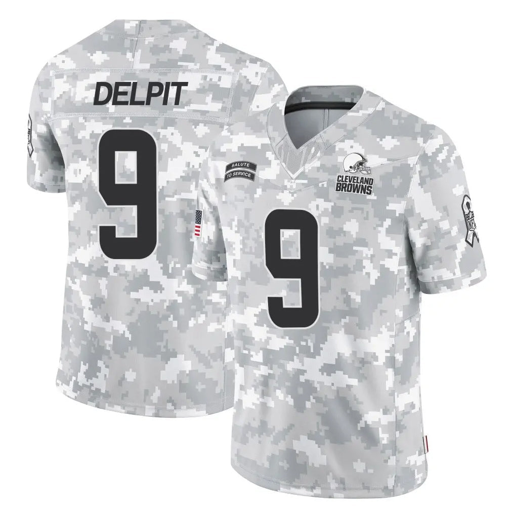 Tlead C.Browns #9 Grant Delpit Player Arctic Camo Salute to Service Limited Home Game Stitched Jerseys