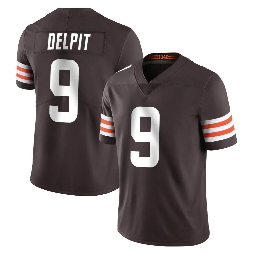 Tlead C.Browns #9 Grant Delpit Player Brown Color Vapor Untouchable Limited Home Game Stitched Jerseys