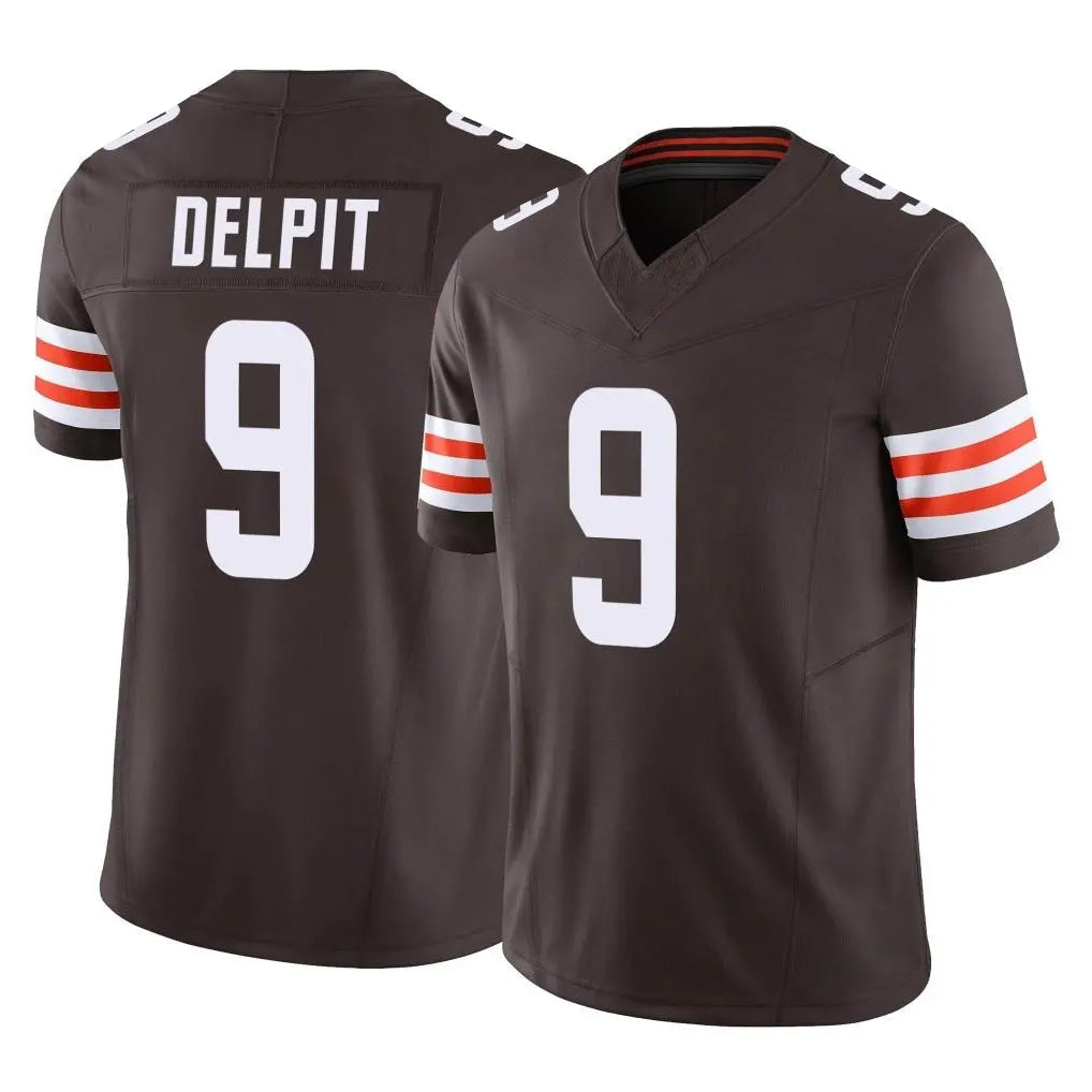 Tlead C.Browns #9 Grant Delpit Player Brown Vapor F.U.S.E. Limited Home Game Stitched Jerseys
