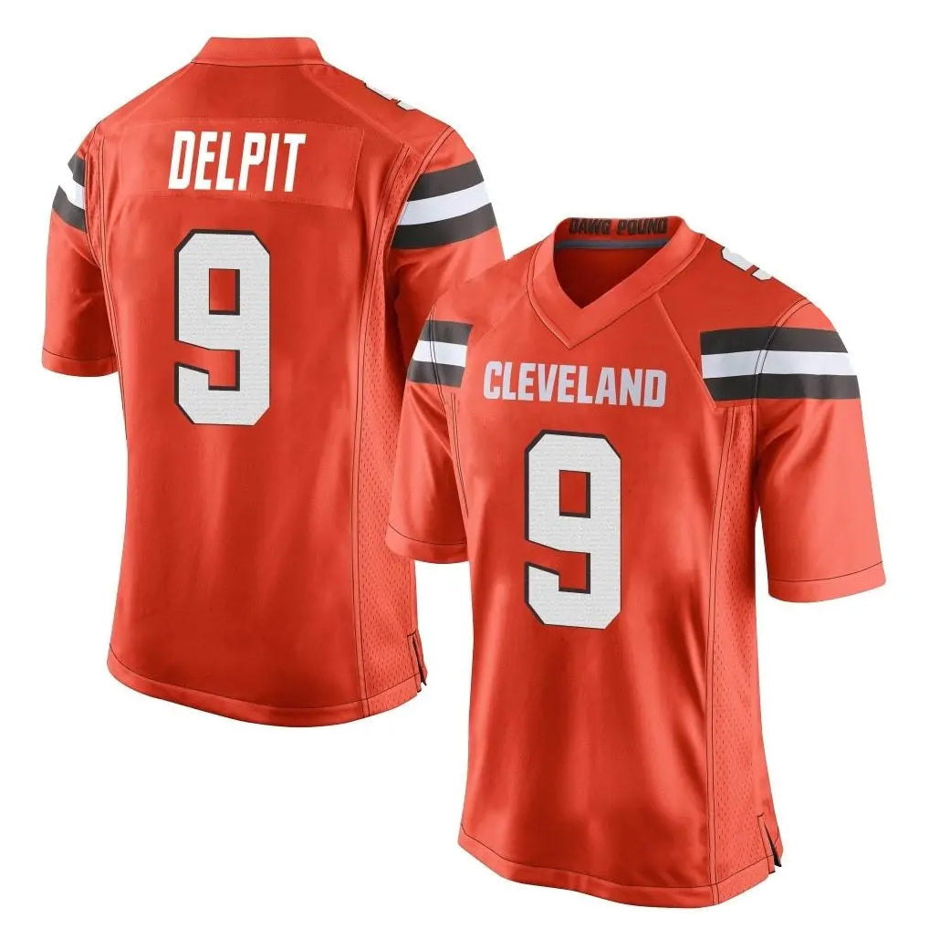 Tlead C.Browns #9 Grant Delpit Player Orange Home Game Stitched Jerseys