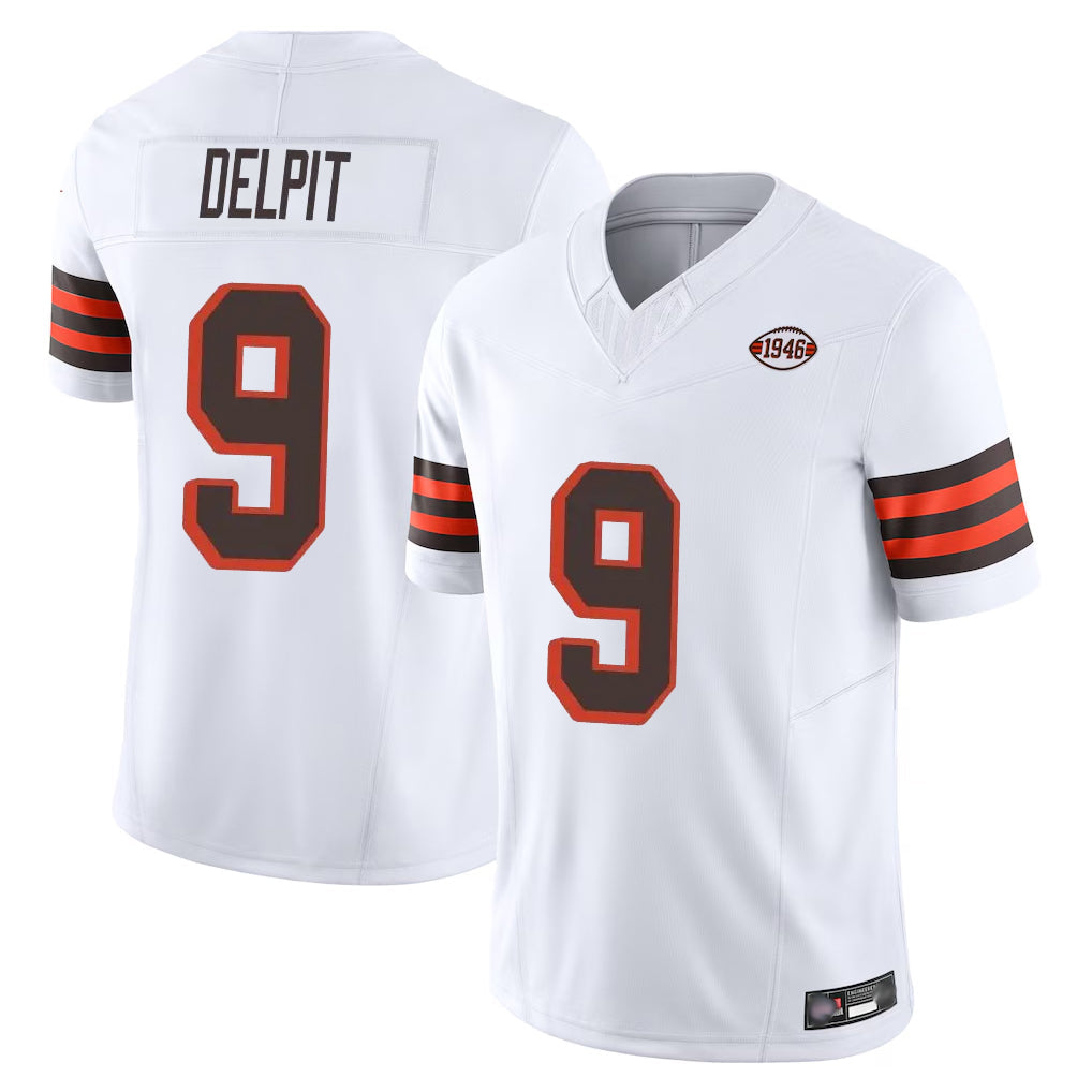 Tlead C.Browns #9 Grant Delpit Player White Limited Vapor F.U.S.E. Alternate Game Stitched Jerseys