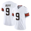 Tlead C.Browns #9 Grant Delpit Player White Vapor F.U.S.E. Limited Home Game Stitched Jerseys