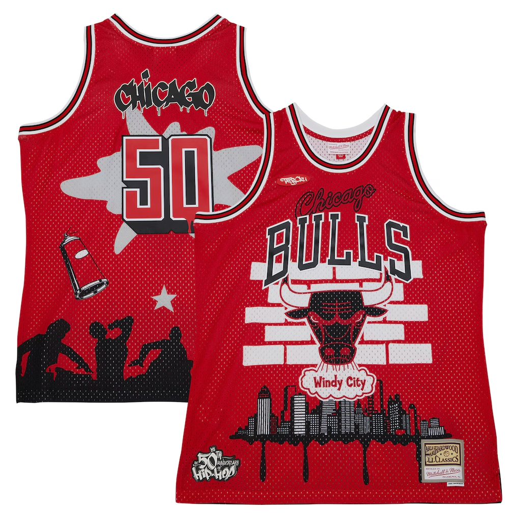 Tlead C.Bulls Mitchell & Ness x Tats Cru Red Hardwood Classics Fashion Jerseys