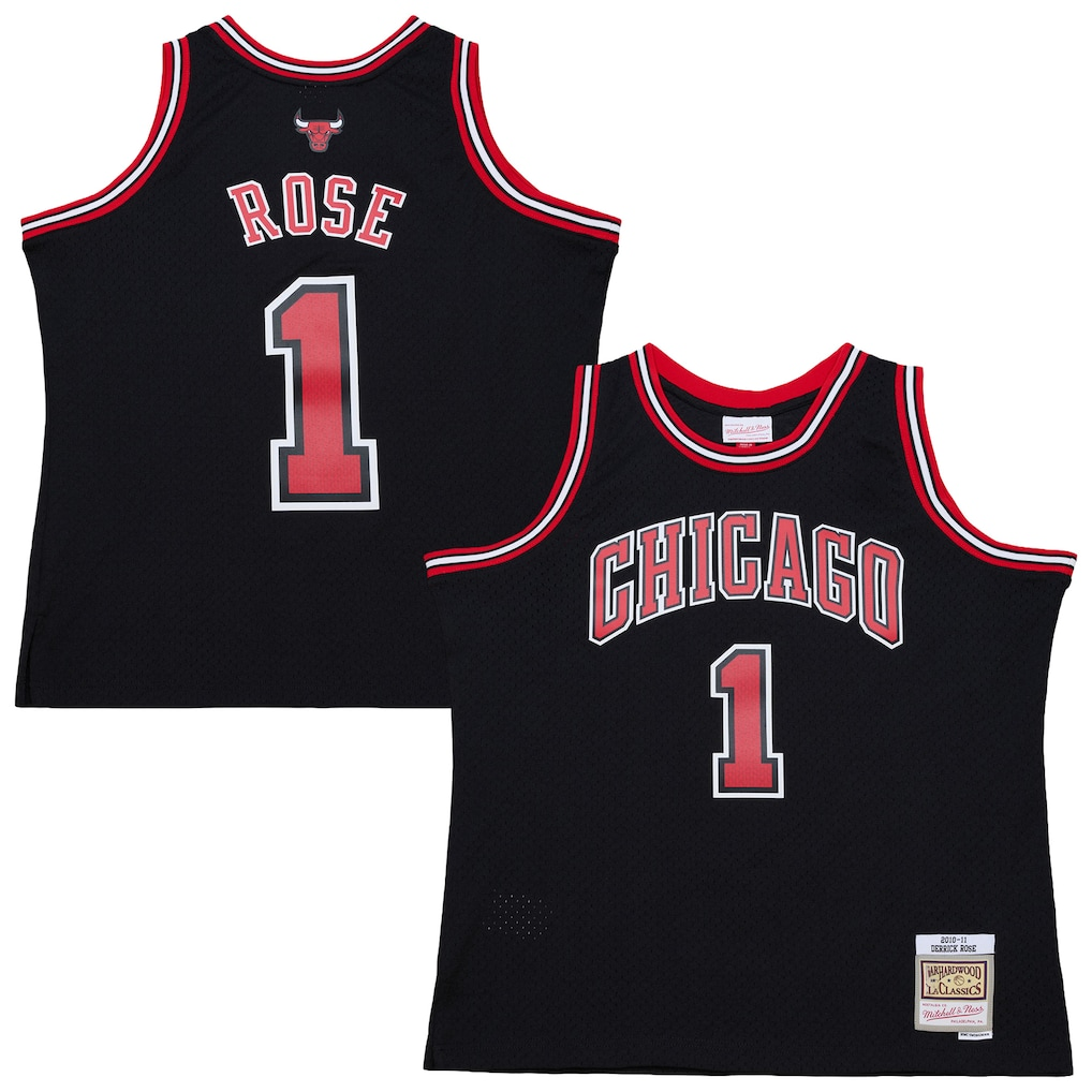 Tlead C.Bulls #1 Derrick Rose Mitchell & Ness Black Big & Tall 2010-11 Swingman Jerseys