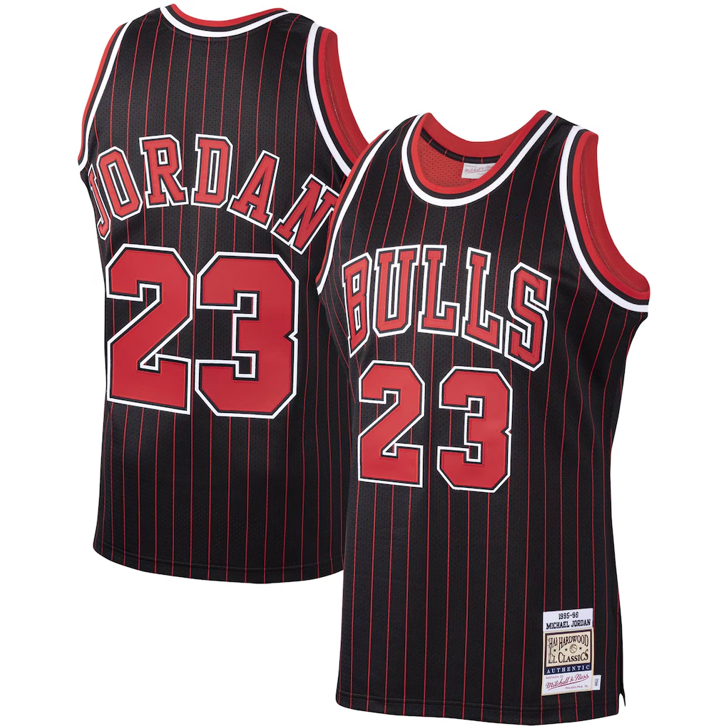 Tlead C.Bulls #23 Michael Jordan Mitchell & Ness Black 1995-96 Hardwood Classics Authentic Jerseys