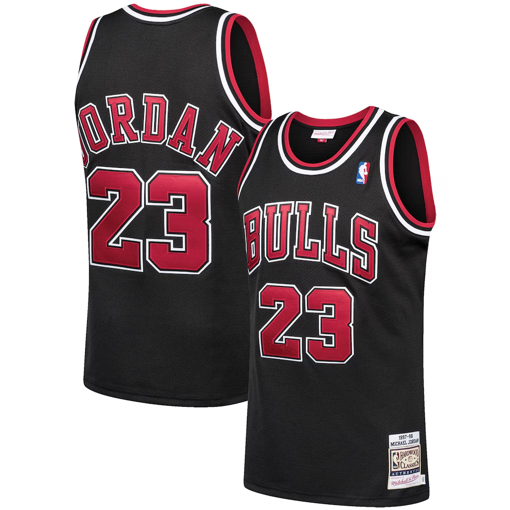 Tlead C.Bulls #23 Michael Jordan Mitchell & Ness Black 1997-98 Hardwood Classics Authentic Jerseys