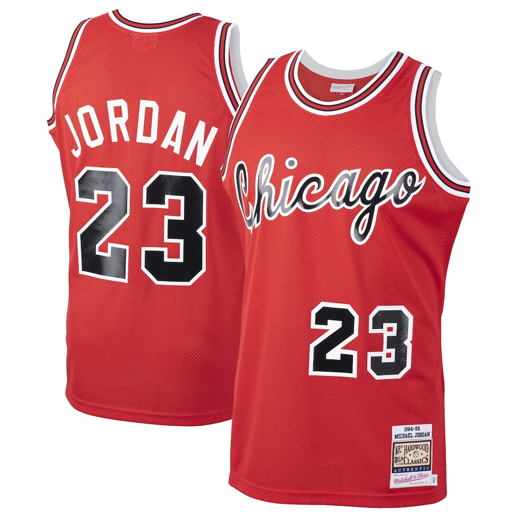 Tlead C.Bulls #23 Michael Jordan Mitchell & Ness Red 198485 Hardwood Classics Rookie Authentic Jerseys