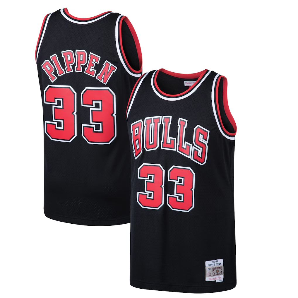 Tlead C.Bulls #33 Scottie Pippen Mitchell & Ness Black 1997-98 Hardwood Classics Swingman Jerseys