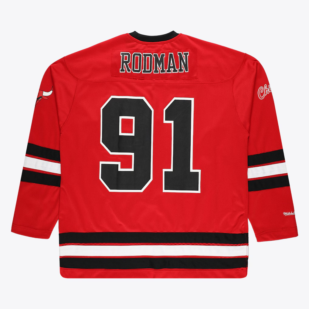 Tlead C.Bulls #91 Dennis Rodman Mitchell & Ness Red Big & Tall  Hockey Jerseys